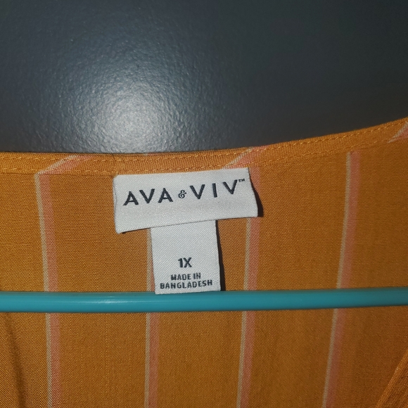Ava & Viv Mustard Yellow Striped Dress - Picture 2 of 3